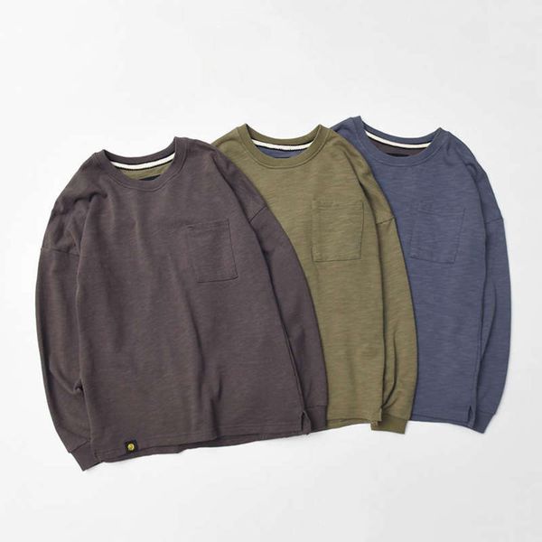 

new terry slub cotton men's round autumn neck pullover sports casual sweater, Gray