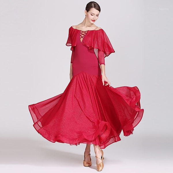 

new coming elegant red ballroom dance dress women1, Black;red