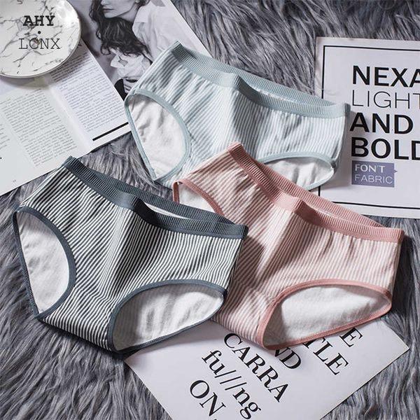 

fashion stripe women's panties cotton women mid-rise knickers lady briefs breathable underwear female lingerie, Black;pink
