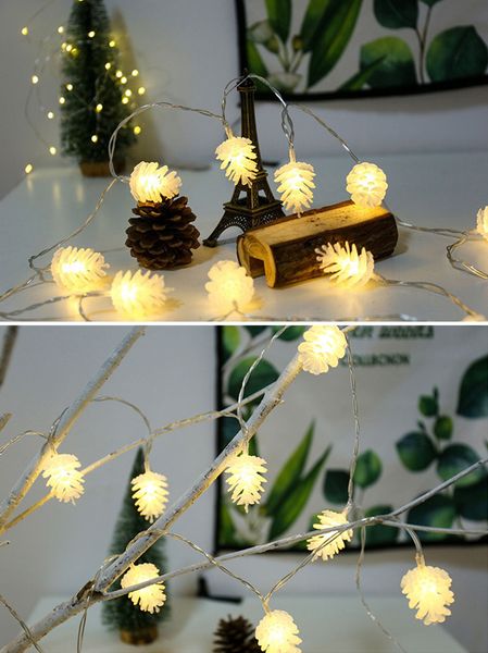 LED Pine Cone Luz Cordas Estilo pequena bateria Lanternas Ano Novo Iluminação INS Luzes Cordas festa natalícia do Natal luzes da decoração 20 set