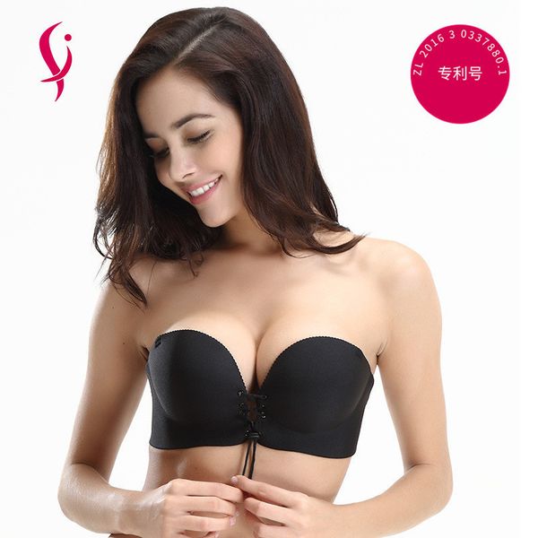 

xinke one piece pull bra half piece round adam's hand gather underwear pull rope back bra, Red;black