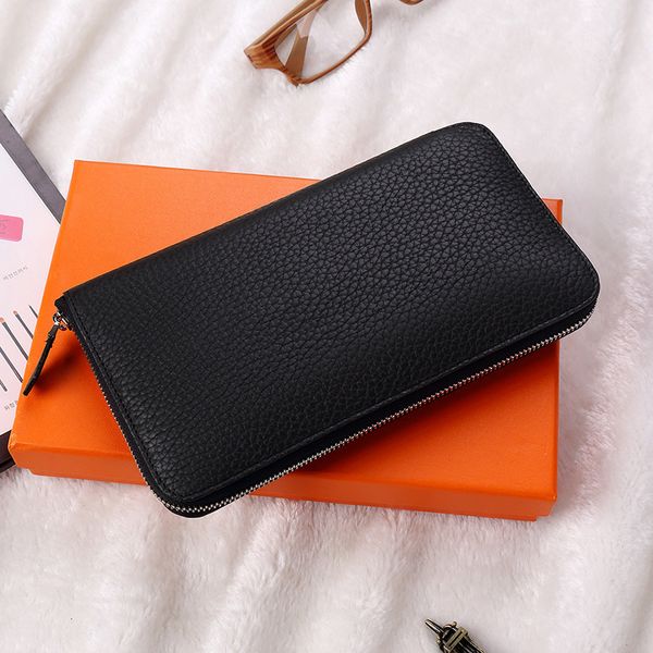 

designer wallets famous brand women wallet genuine leather zipper solid long purse high capacity cell phone bag luxury design c1115, Red;black