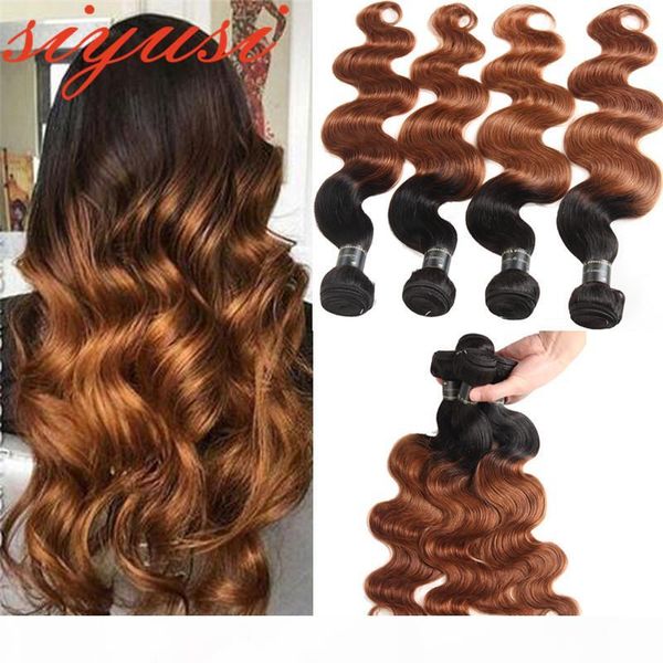 

3 4 bundles ombre brazilian hair body wave bundles human hair bundles deals 1b 30 1b 27 ombre human hair weave extensions, Black