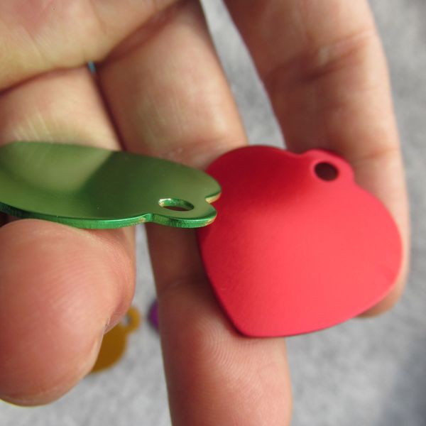 

blank 100pcs tags, aluminum wholesale heart charming pendants pet cat dog id tag mixed color