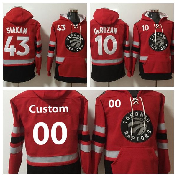 

toronto raptors men pascal siakam 10 demar derozan sweatshirts custom name & number pullover city basketball hoodie, Black;red