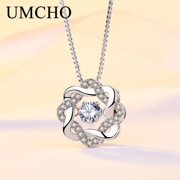 

umcho star shining solid 925 sterling silver pendant necklace cubic zircon romantic wedding gifts for women girls fine jewelry q0531