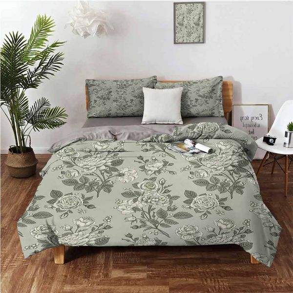 

bamboo tree leaves sketchy zen based spiritual reflective japanese nature graphic artbedding 3-piece set