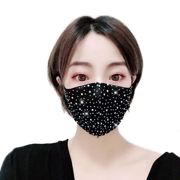 

fashion bling mouth face rhinestones cover designer mask protective pm2.5 dustproof washable reuse masks elastic earloop