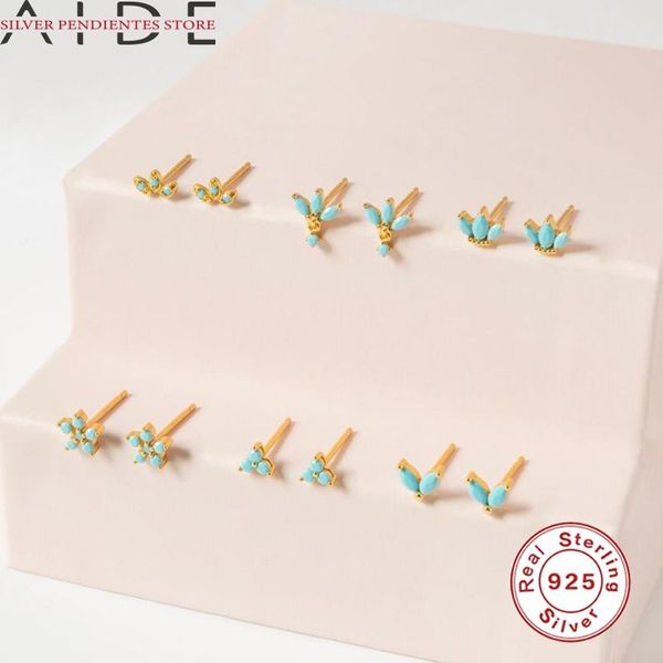 

stud aide small earrings 925 sterling silver jewelry multiple styles turquoise for women 2021 pendientes mujer, Golden;silver