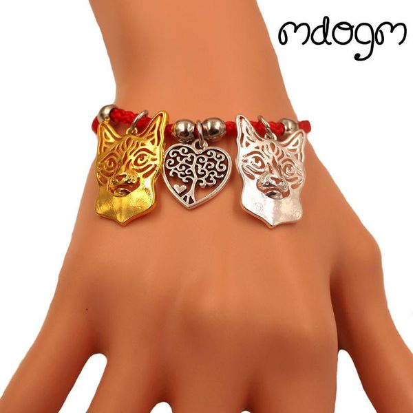 

charm bracelets siamese cat animal bracelet for women men couple love rope male female pearl red heart black girls jewelry, Golden;silver