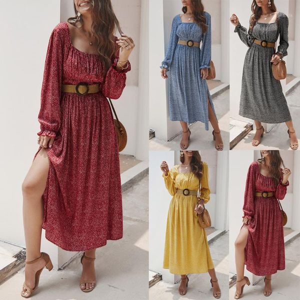 

fashion new 2020 ladies tube floral long sleeve dress womens fashion ladies long sleeves floral print1, Black;gray
