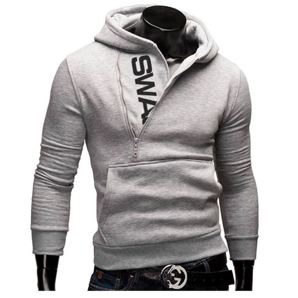 

mens hoodies sweatshirts autumn winter zipper hoodies slim fit letter printed tracksuit plus size male, Black