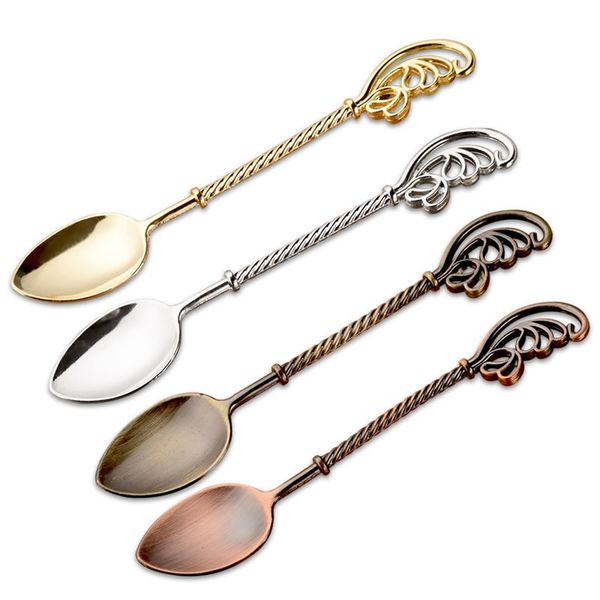 

4pcs feather handle coffee tea stirring spoon retro royal style ice cream cake dessert scoop sugar measuring gadgets q1221