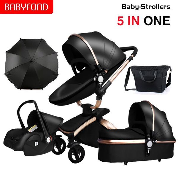 

babyfond -new baby stroller eco-leather 3 in 1 light weight four absorbers eu