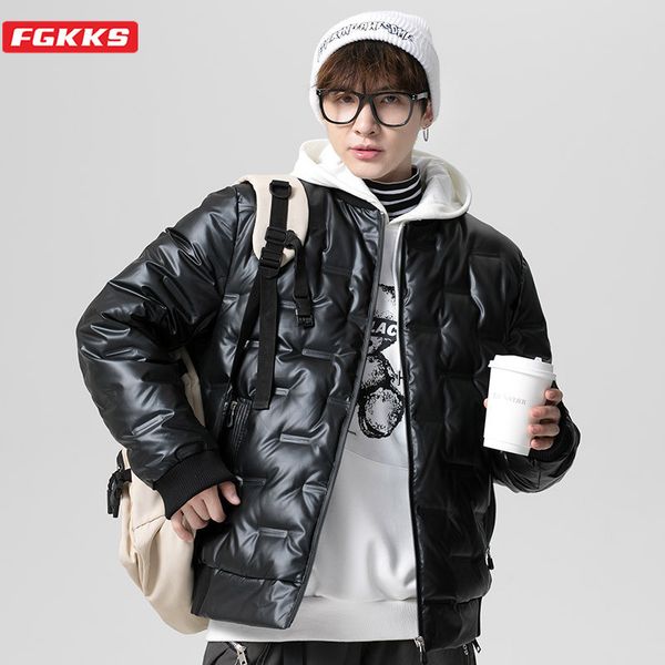 

fgkks brand men trend down jacket winter new men high street warm down jackets casual windproof down coats male q1209, Black