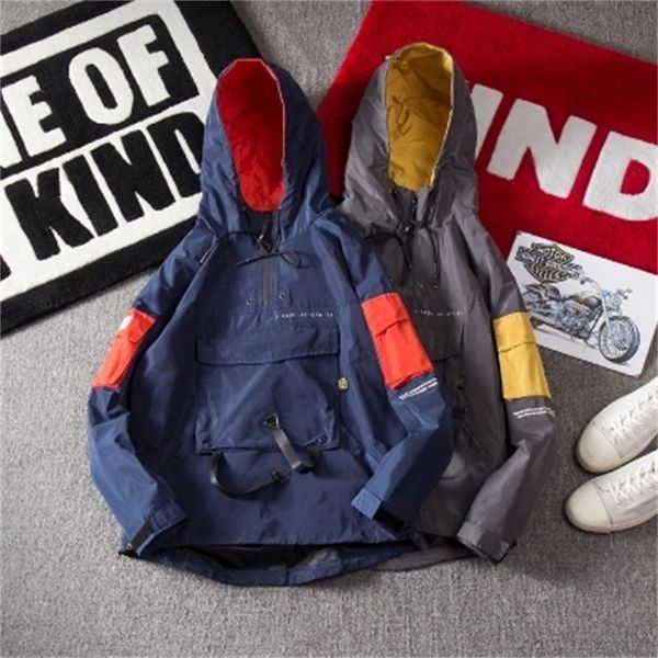 

2020 spring fall from the original men's casual hip hop half zipper with hood man's front pocket sweater streetwear jacket, Black;brown