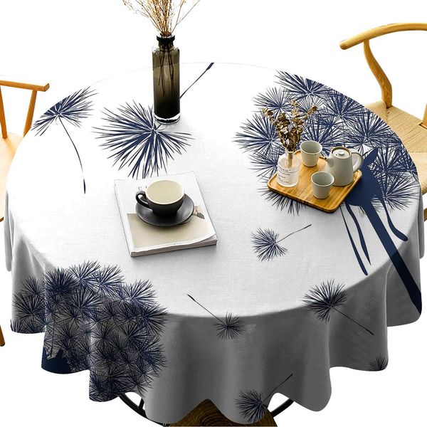

round table cloths monochrome flowers with pollens flying blooming nature inspiration botany theme
