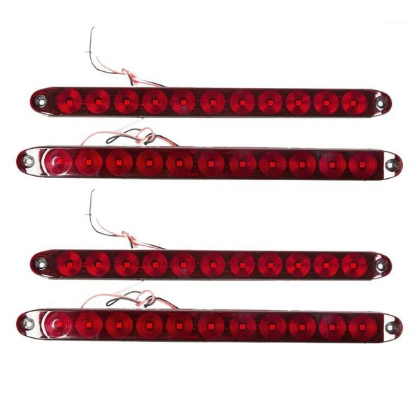 

4pcs 15inch red led sbrake turn tail light bar truck trailer rv car waterproof1