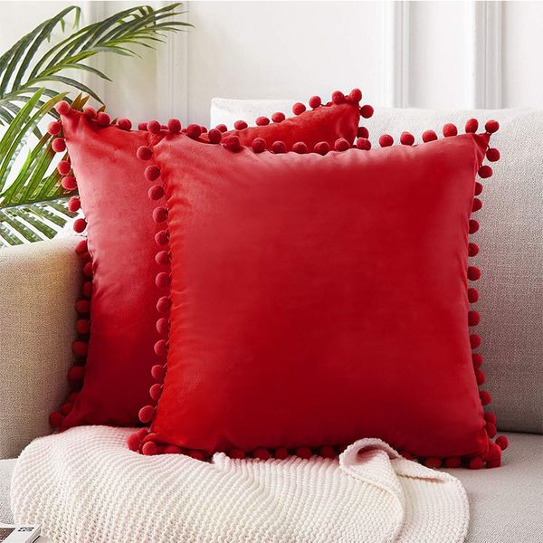 

pillowcase selling four-sided ball velvet cushion car cushion hair ball sofa pillow