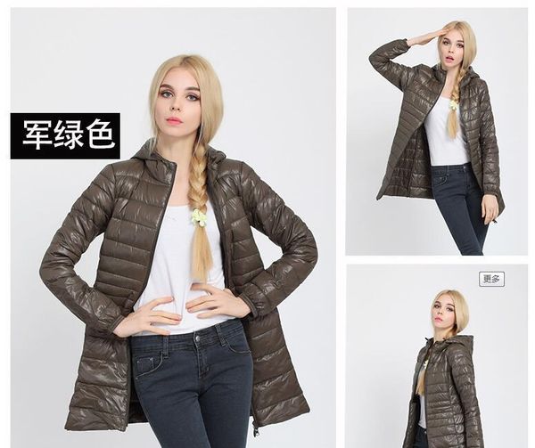 

women's down & parkas 2021 light and jacket for women in the middle long hoodie plus size coat winter, Black