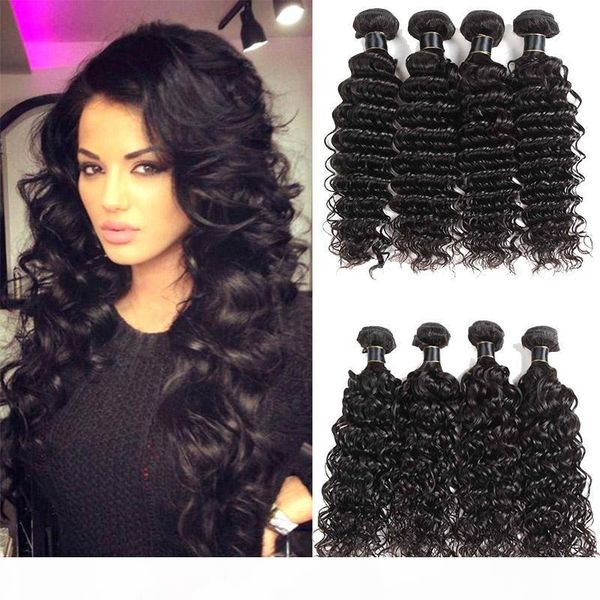 

8a grade brazilian deep wave water wave virgin hair bundle deals human hair extensions 3 4 bundles wholesale brazilian human hair extensions, Black;brown