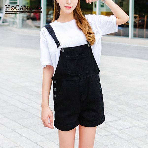 

new plus size 6xl women's overalls black straps shorts denim overalls women loose casual stretch denim playsuits shorts rompers t200704, Black;white