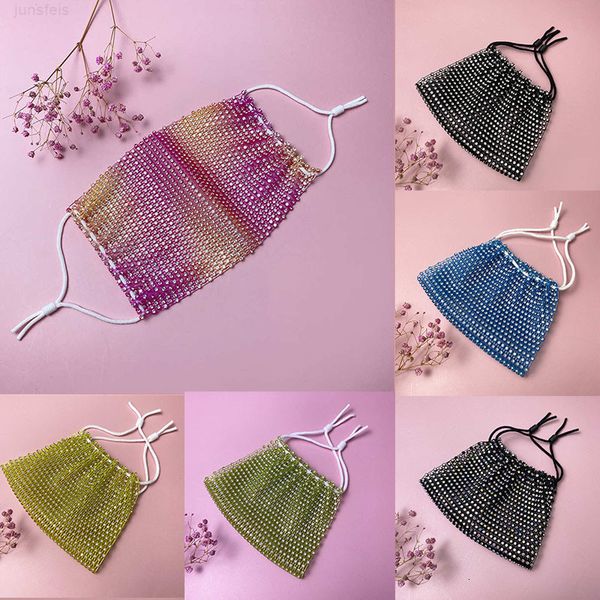 

rhinestone masks mascarilla women diamond crytal decoration jewelry face mask fashion glitter mesh net party show mouth designer cover