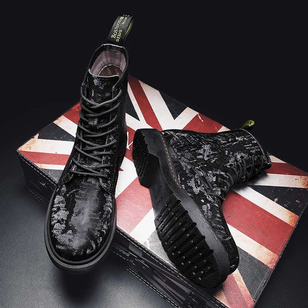

autumn and winter martin high plush warm cotton motorcycle boots 2020 new men's desert shoes black