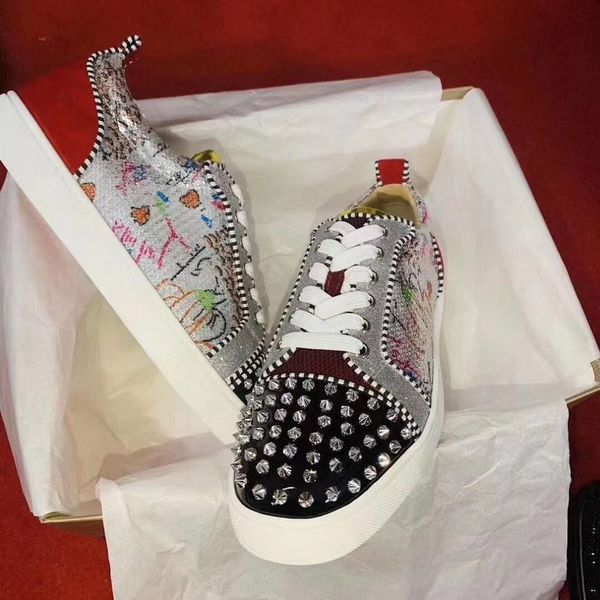 

элегантный стиль с strass spikes красные нижние кроссовки мужчины, женские тренеров обувь низкая случайные случайные дешевые платья свадебны, Black