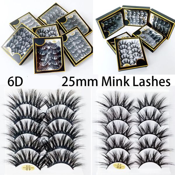 

25mm 6d faux mink hair cross false eyelashes 5 pairs long eye lashes handmade thick makeup beauty extension tools