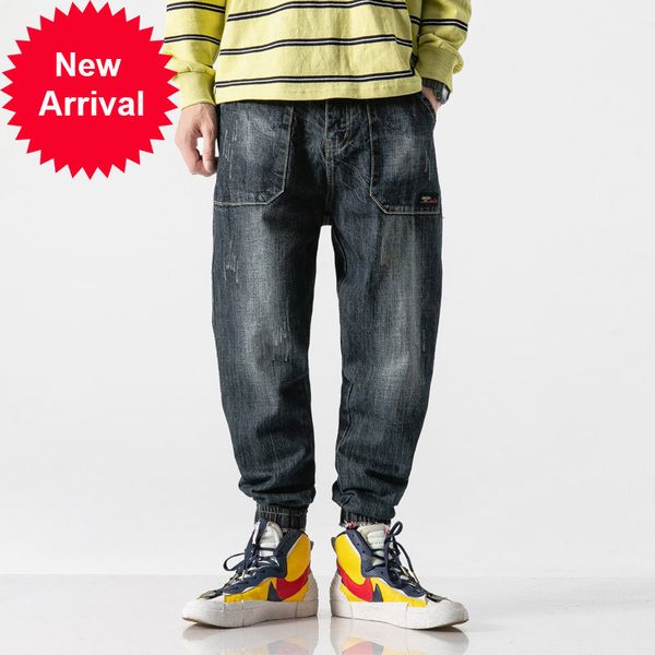 

2021 new fashion streetwear male brem pants down pocket men denim cargo designer hip jogger jeans size 28-42 o9qq, Blue