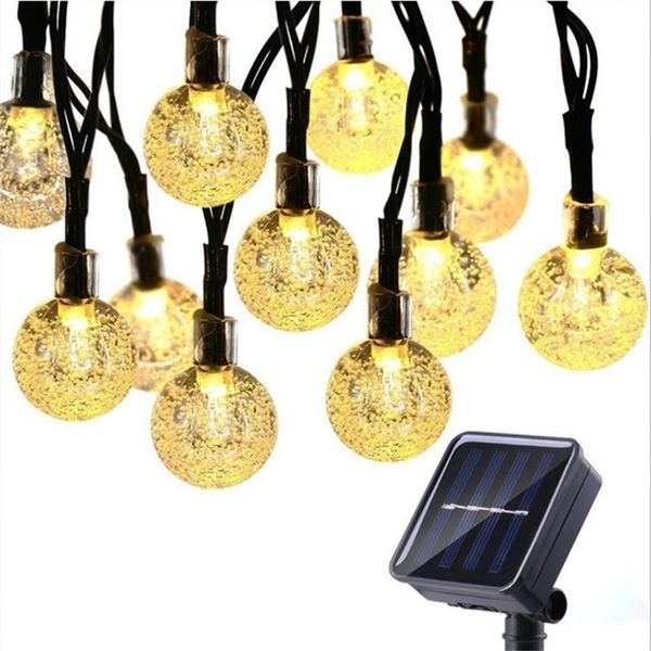 5M20LED lampada solare sfera di cristallo LED String Lights Flash impermeabile fata ghirlanda per giardino esterno decorazione di nozze di Natale Y201020