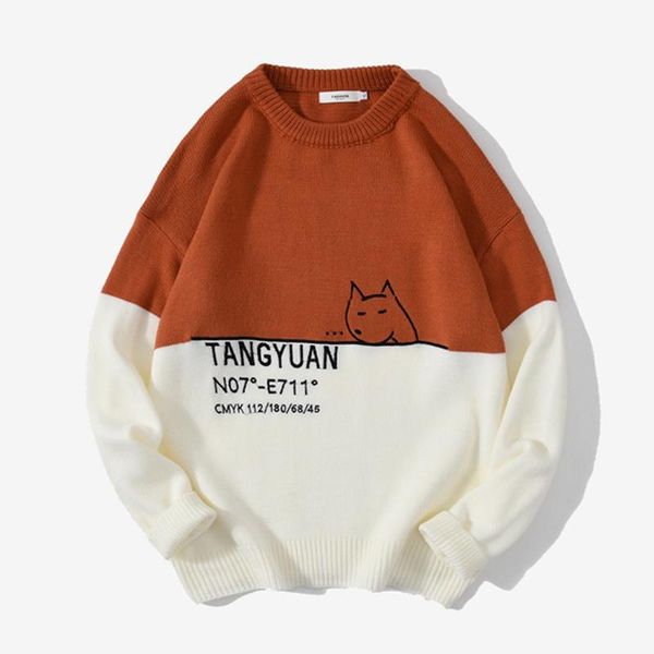 

women's sweaters 2021 spring women round neck long sleeve knitted color block patchwork letter printed pullover sweater, White;black