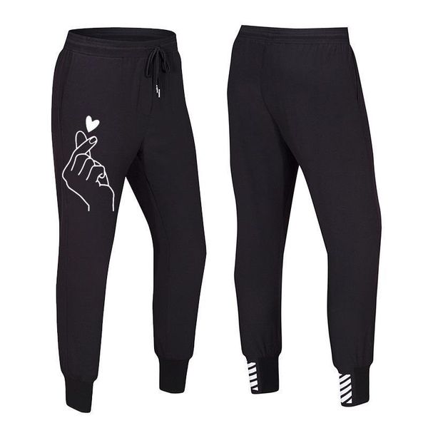 

new arrival printed women men jogging pants graphic love hand sports pants plus size sweatpants hipster clothes streetwear brand, Black