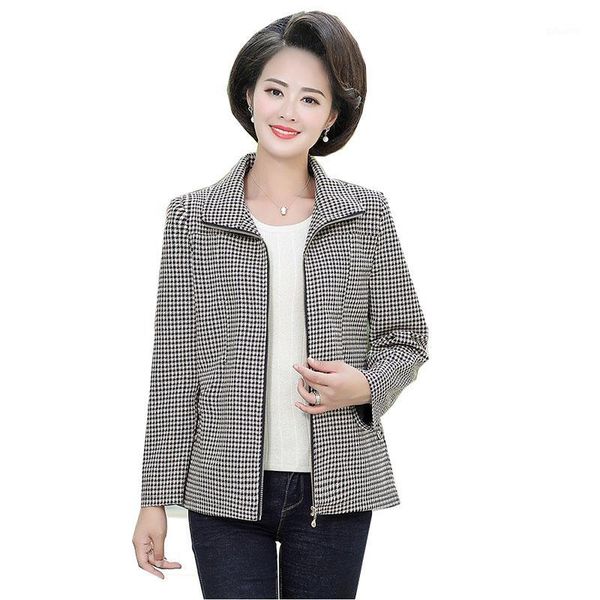 

basic overcoat 2019 new spring autumn middle aged women casual coats jackets xl-5xl plus size printed coat mother dress1, Black;brown