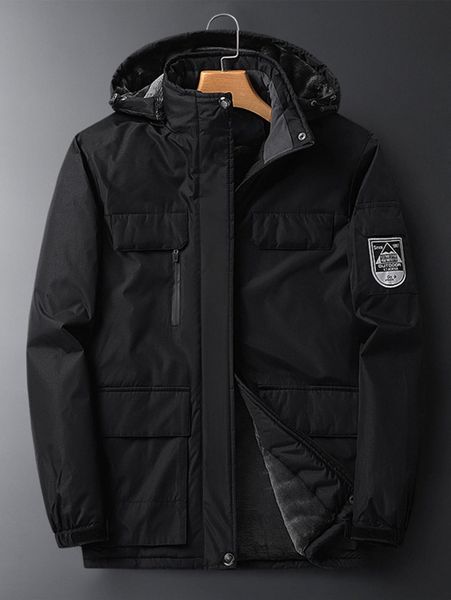 

men letter embroidered flap pocket zip up jacket h2et#, Black;brown