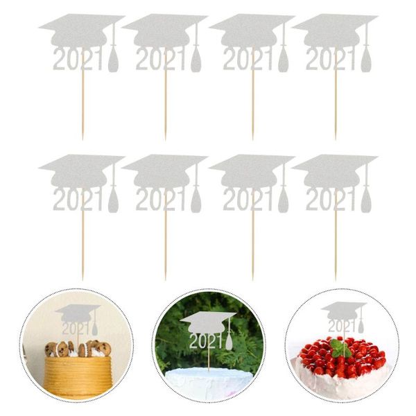 

24шт 2021 выпускной трансмитель cap glitters take toppers cake picks decors