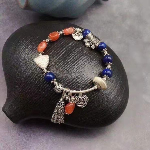 

geo.jewelry's style one colorful jeweled silver bracelet, Golden;silver