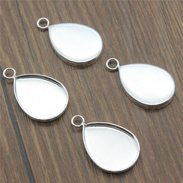

20pcs 4 colors fit 18x25mm 13x18mm waterdrop shape glass cabochon base setting charms pendant tray copper material h bbyooo, Black