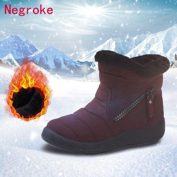 

boots women waterproof snow female warm plush winter ankle botas mujer shoes woman 20211, Black