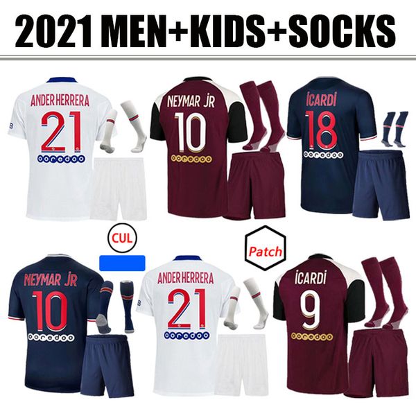 

mbappe icardi soccer jersey 20 21 maillots de football shirts 2020 2021 kean verratti men + kids kit socks uniforms enfants, Black;yellow