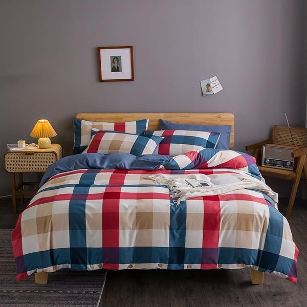 

bedding sets checkered print bed cover set kid boy girl duvet child sheets and pillowcases comforter