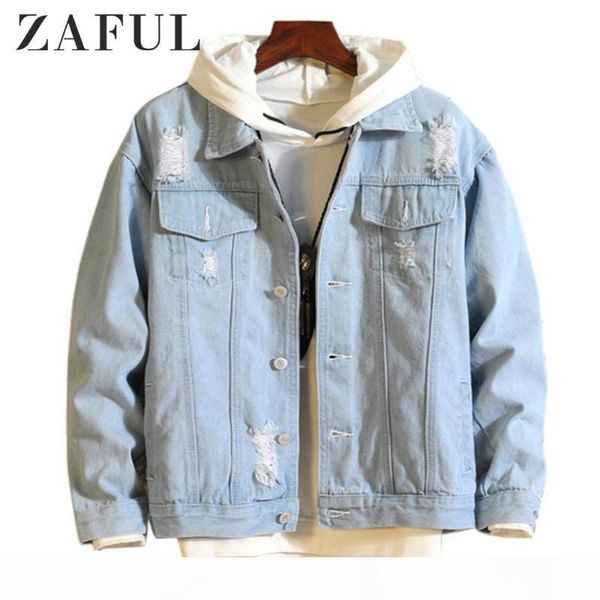 

zaful jean jackets coats men detachable destroy wash outerwear 2020 winter hip men trendy fashion bomber ripped denim jacket, Black;brown
