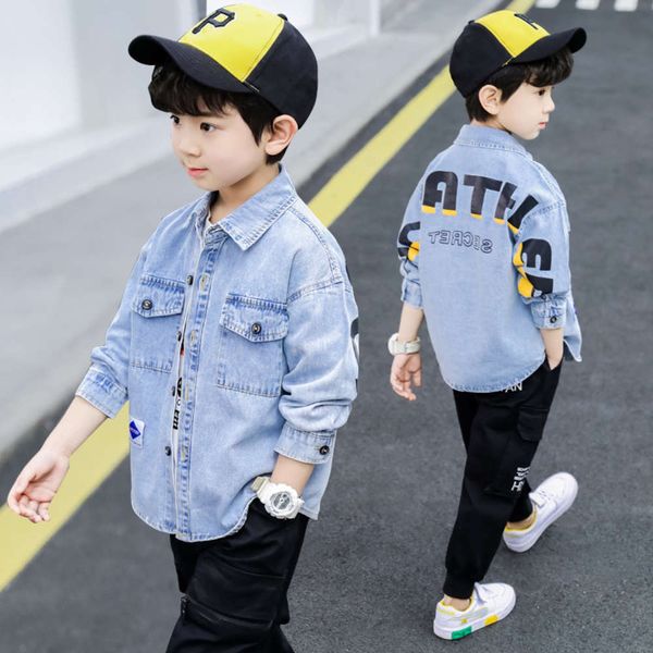 

drs new denim 2020 coat spring foreign sle boys' korean version handsome children's shirt substitute 0jqz, Black