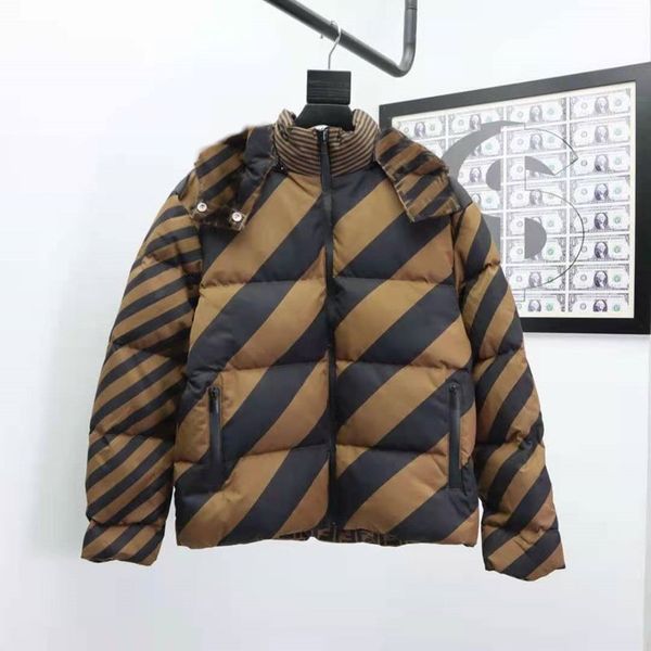 

Men women the same style down cotton jackets tide brand letter printing warm coat double-sided down cotton coats loose thick winter jacket, Khaki