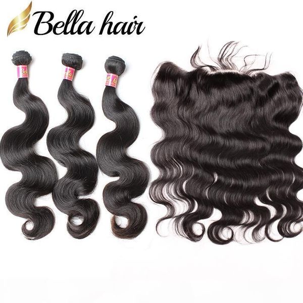 

body wave 3 bundles with 13*4 frontal malaysian peruvian brazilian virgin human hair extensions ear to ear lace frontal closure and weaves, Black;brown