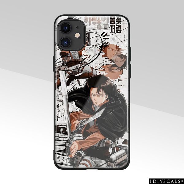 

levi ackerman attack on titan tempered glass tpu silicone phone case for iphone 6 6s 7 8 x xr xs 11 12 mini pro max cover shell