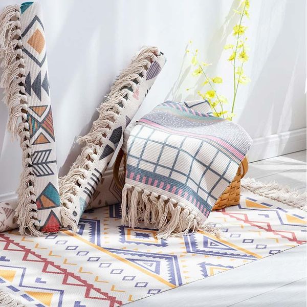 

carpets soft tassel home retro table runner door mat mandala rugs and for area rug living room decoration