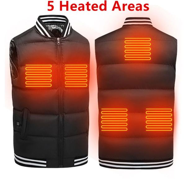 

5 places heated jacket fashion men coat m-5xl usb electric heating black heated vest winter thermal outdoor winter vest, Gray;blue