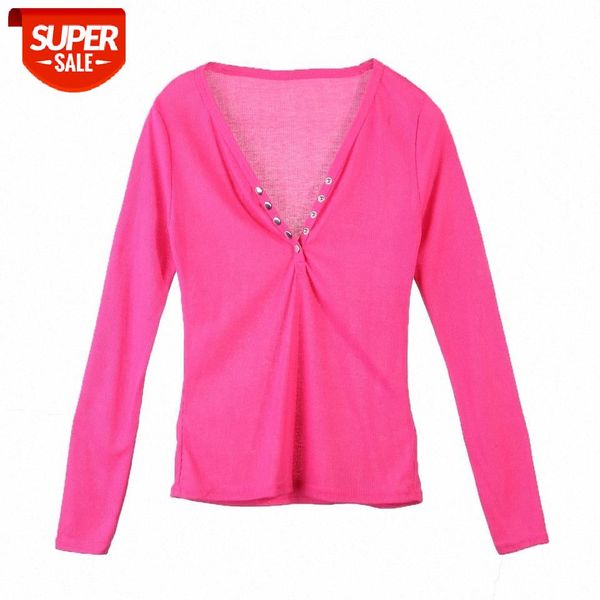 

womens ladies long sleeve solid shirt casual slim cotton t shirt us #bx3v, White